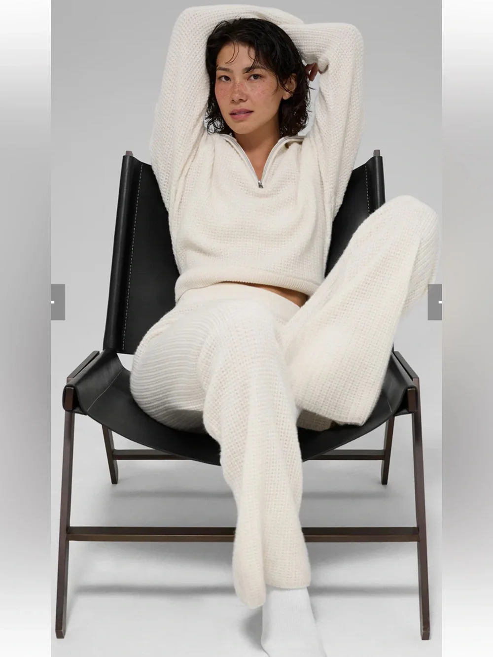 ALO Yoga Cream Wide-Leg Knit Pants